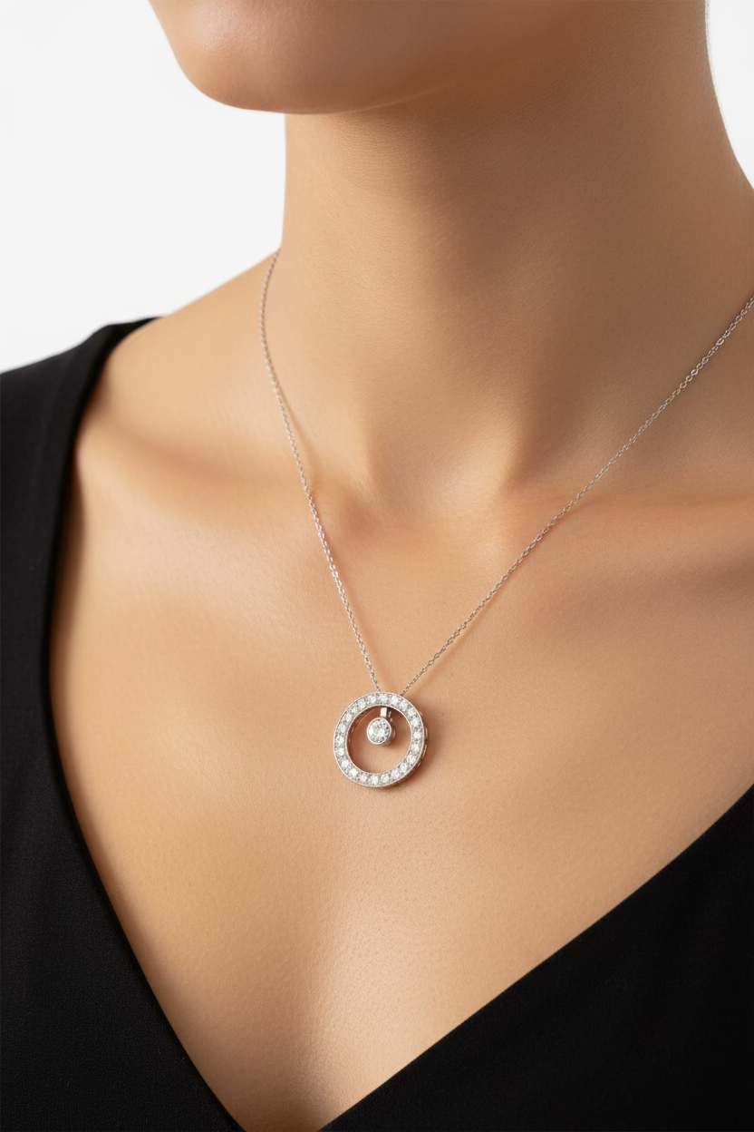 White gold and diamond pendant